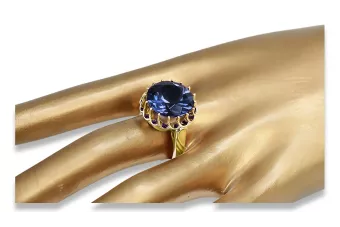 8K κίτρινο χρυσό Sapphire Ring Vintage style vrc035x-sp Art Deco